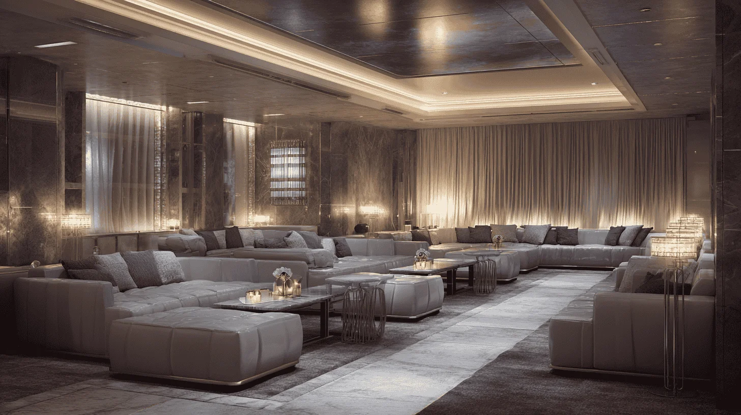 Elegant casino room with slot machines